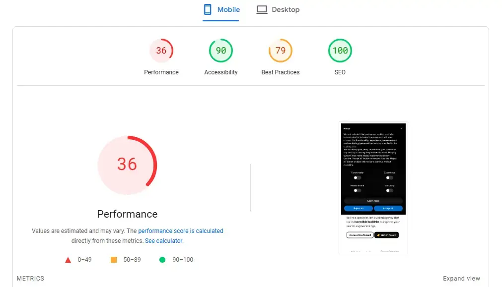 Google page speed
